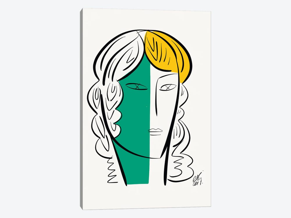 Portrait Of A White Green Girl by Emmanuel Signorino 1-piece Canvas Art Print