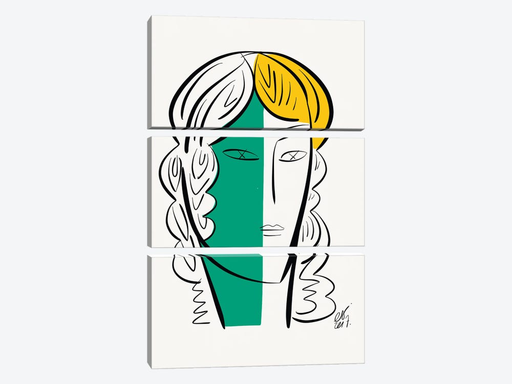 Portrait Of A White Green Girl by Emmanuel Signorino 3-piece Art Print