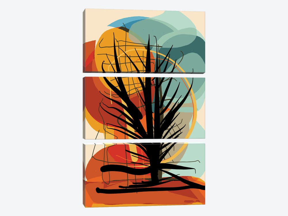 Tree In The African Sunset 3-piece Canvas Wall Art