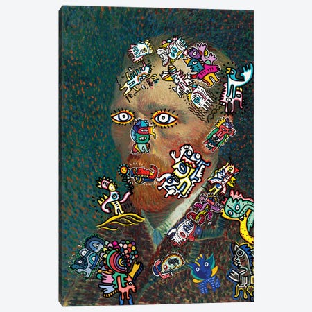 Vincent And The Graffiti Creatures Canvas Print #EMM79} by Emmanuel Signorino Canvas Wall Art