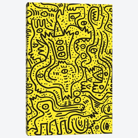 Yellow Graffiti Party Canvas Print #EMM83} by Emmanuel Signorino Canvas Art Print