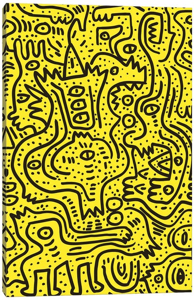 Yellow Graffiti Party Canvas Art Print - Emmanuel Signorino