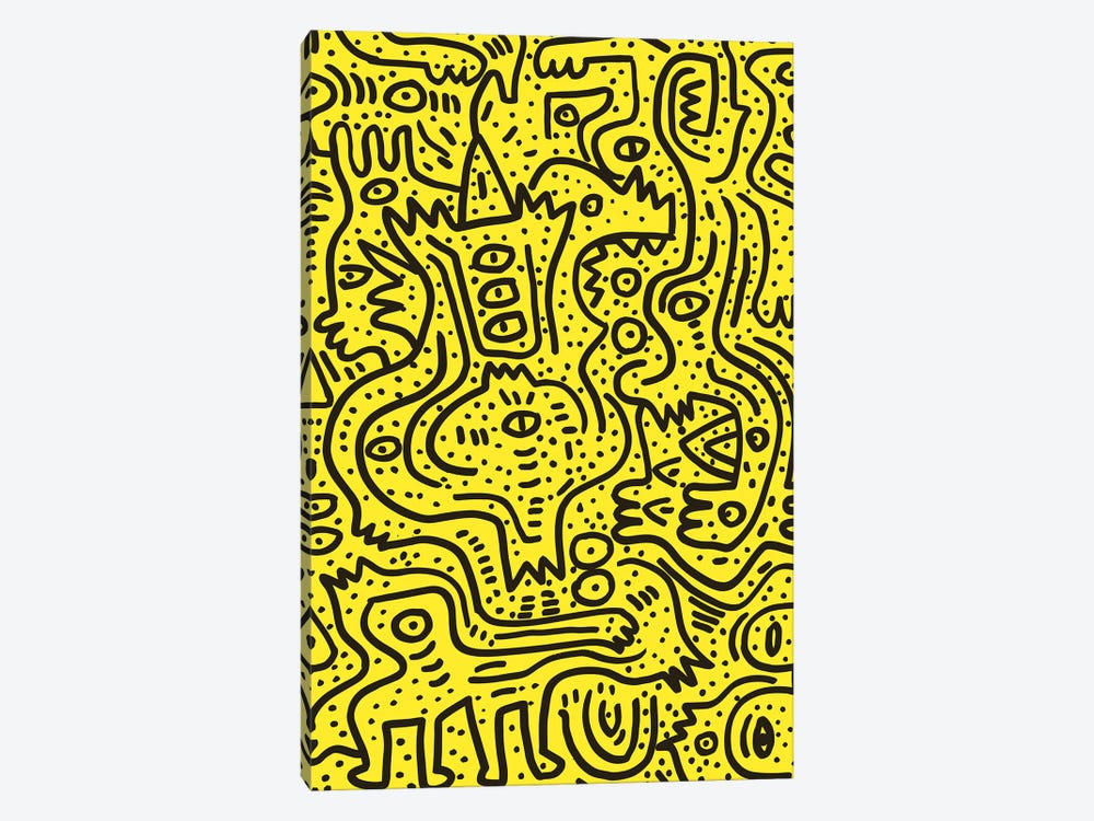 Yellow Graffiti Party by Emmanuel Signorino 1-piece Canvas Art Print