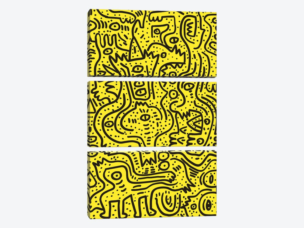 Yellow Graffiti Party by Emmanuel Signorino 3-piece Art Print