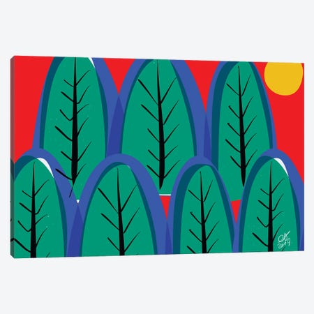 Green Trees And Red Sky Canvas Print #EMM92} by Emmanuel Signorino Canvas Artwork