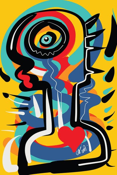 Heart Yellow Totem by Emmanuel Signorino acrylic art print