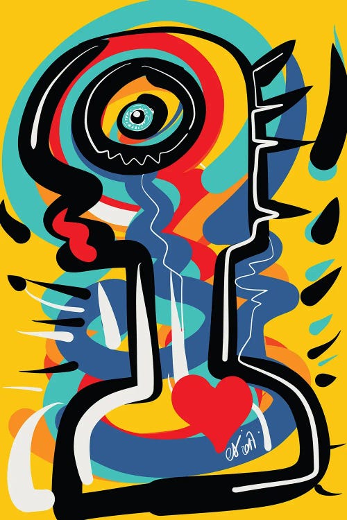 Heart Yellow Totem by Emmanuel Signorino wall art