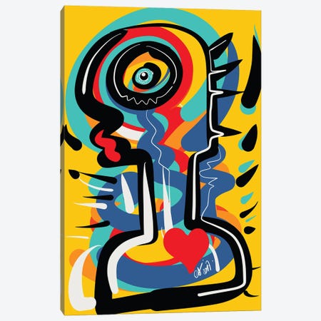 Heart Yellow Totem Canvas Print #EMM94} by Emmanuel Signorino Canvas Art Print