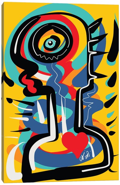 Heart Yellow Totem Canvas Art Print - Emmanuel Signorino