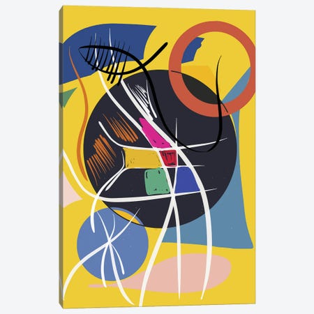 Yellow Abstract Shapes And Symbols Canvas Print #EMM95} by Emmanuel Signorino Canvas Art Print