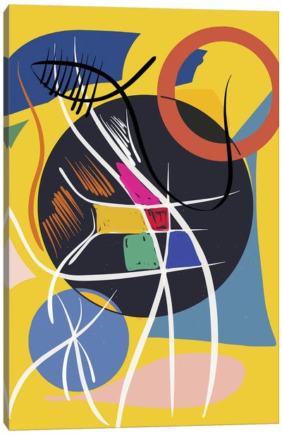 Yellow Abstract Shapes And Symbols Canvas Art Print - Emmanuel Signorino