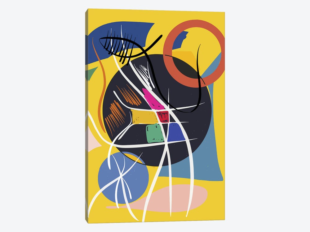 Yellow Abstract Shapes And Symbols by Emmanuel Signorino 1-piece Canvas Wall Art