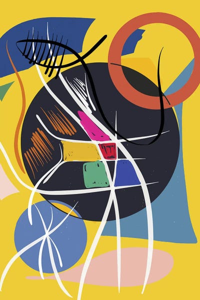 Squares With Concentric Circles Collection: Yellow Abstract Shapes And Symbols by Emmanuel Signorino