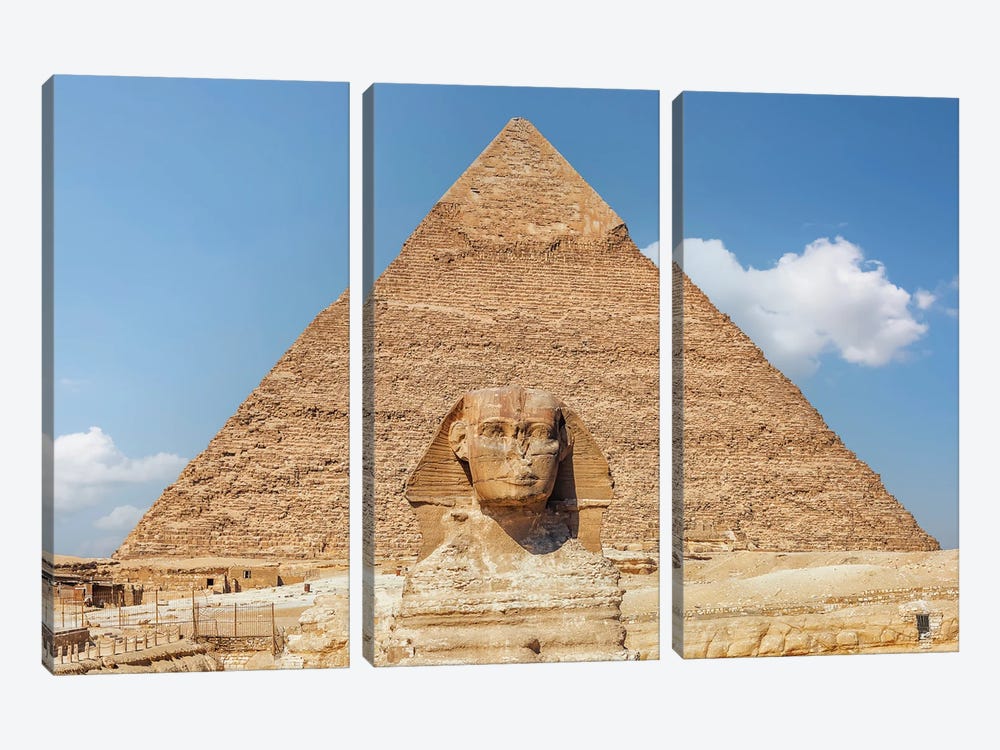 Sphinx And Pyramid by Manjik Pictures 3-piece Canvas Art Print