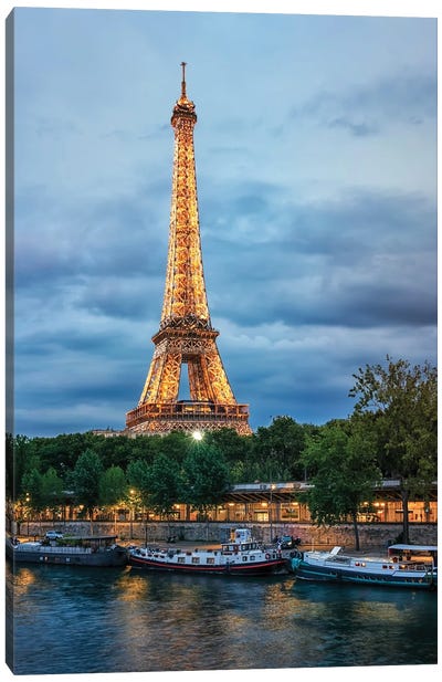 Twilight In Paris Canvas Art Print - Manjik Pictures