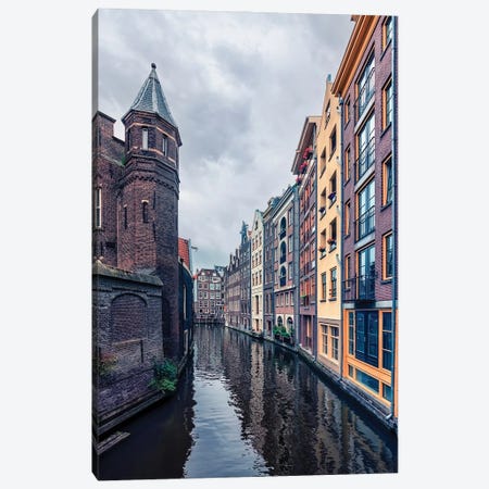 Canal In Amsterdam Canvas Print #EMN1005} by Manjik Pictures Canvas Print