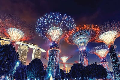 Singapore By Night by Manjik Pictures canvas print