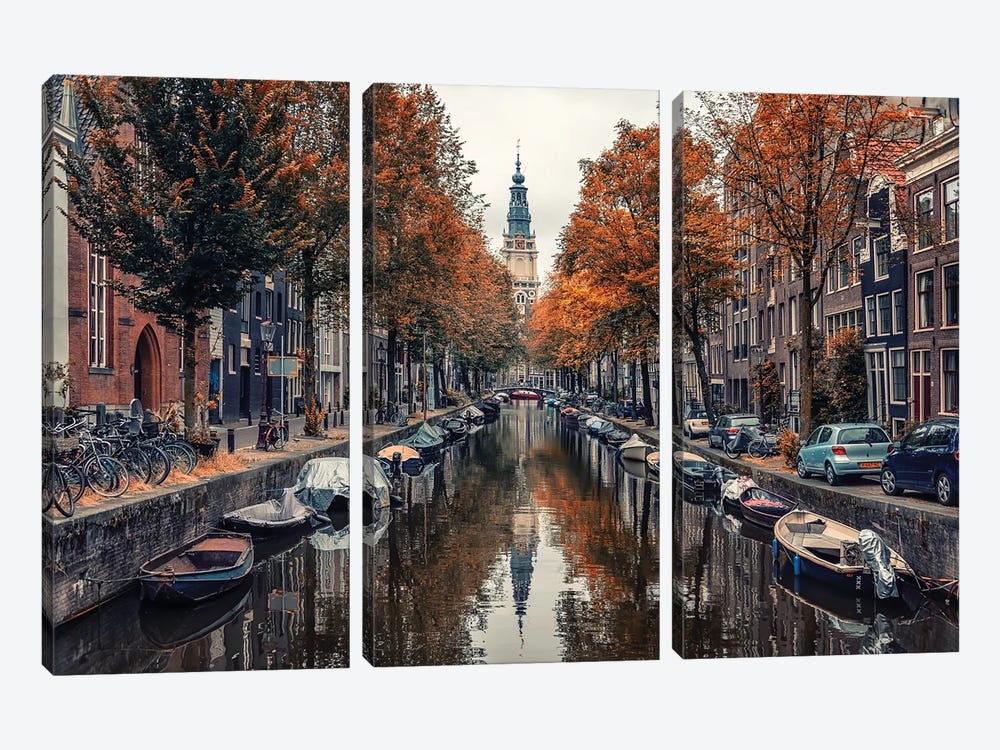 Autumn In Amsterdam by Manjik Pictures 3-piece Canvas Artwork