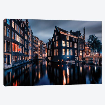 Amsterdam By Night Canvas Print #EMN1024} by Manjik Pictures Canvas Print