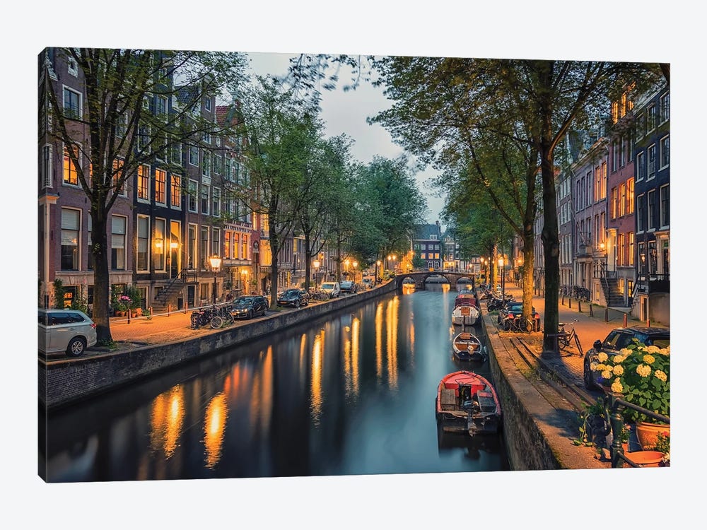 Amsterdam City Lights by Manjik Pictures 1-piece Canvas Wall Art