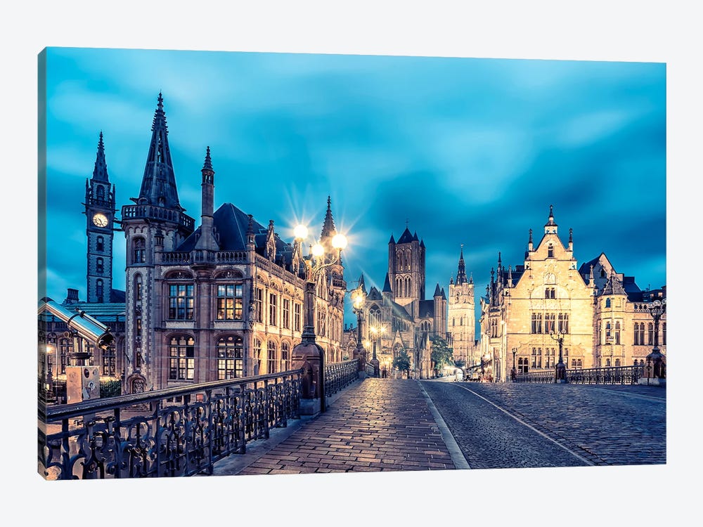 Ghent In The Evening by Manjik Pictures 1-piece Canvas Print