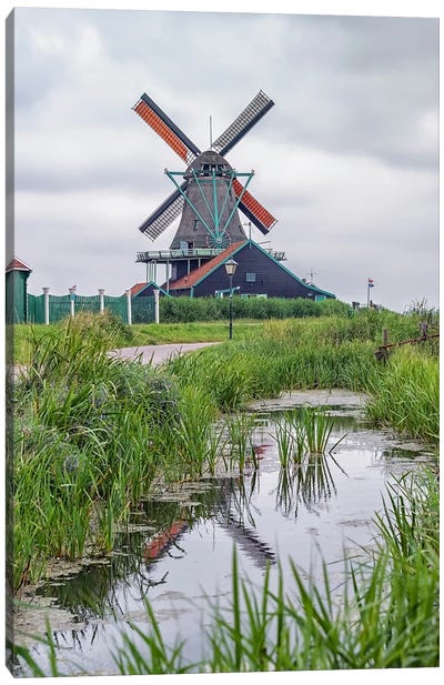 Windmill In Holland Canvas Art Print - Watermill & Windmill Art