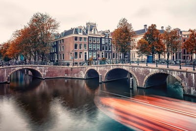 Trail Of Light In Amsterdam by Manjik Pictures canvas print