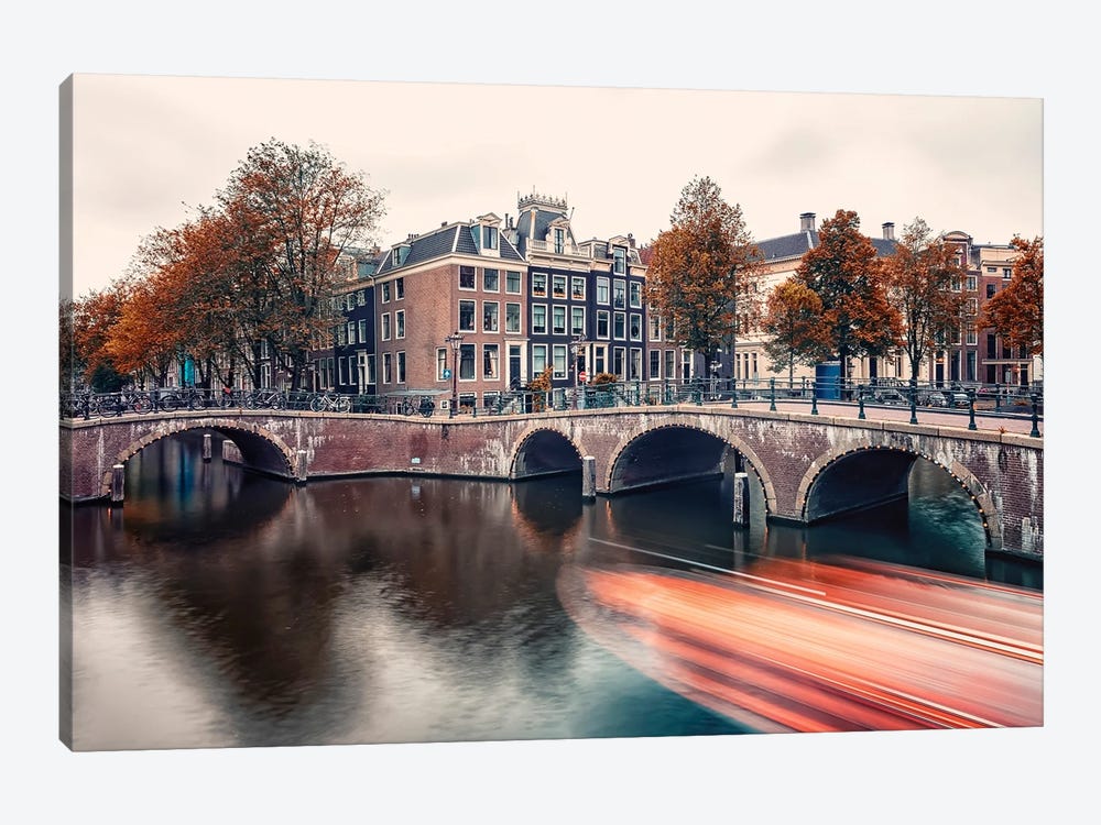 Trail Of Light In Amsterdam by Manjik Pictures 1-piece Canvas Artwork