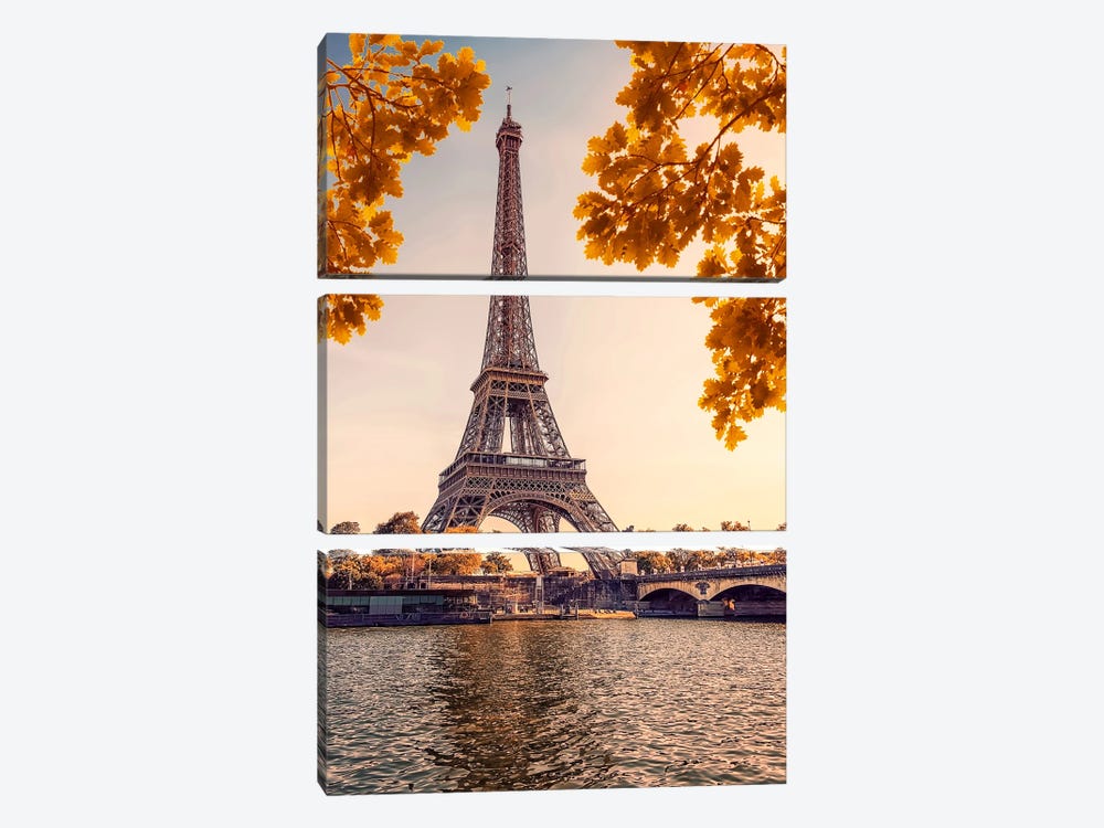 Autumn Vibes In Paris by Manjik Pictures 3-piece Canvas Art Print