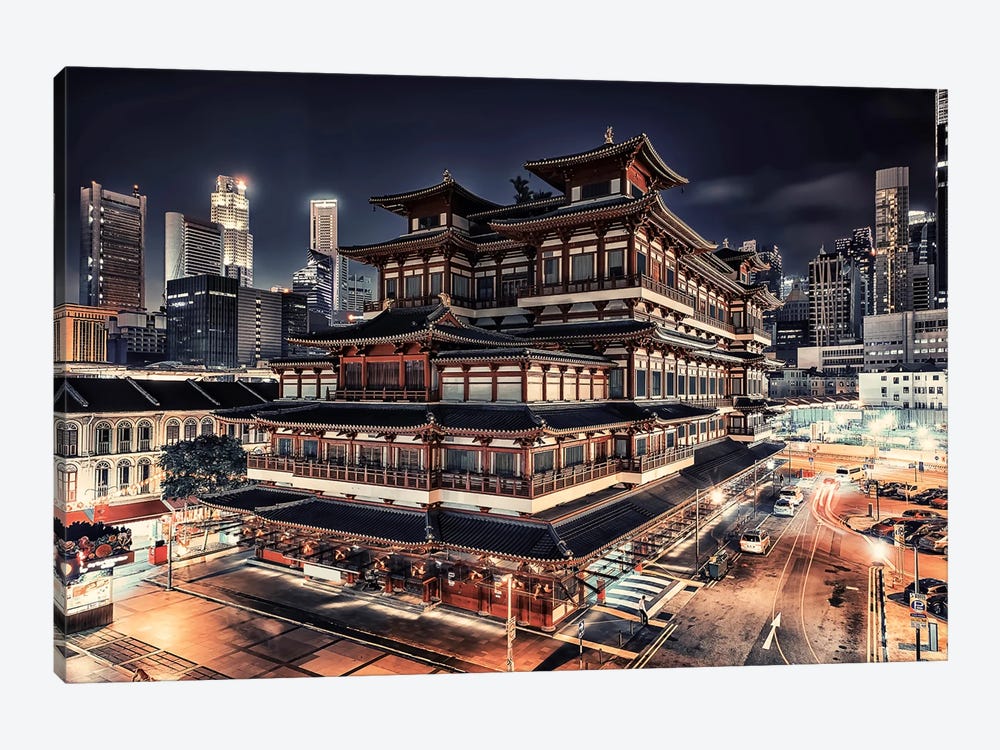 Night In Singapore by Manjik Pictures 1-piece Canvas Print
