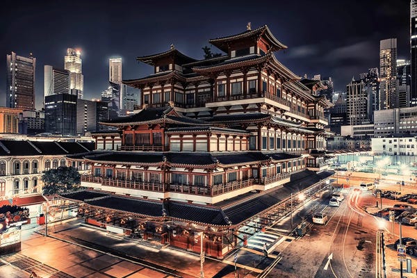 Pagodas: Night In Singapore by Manjik Pictures