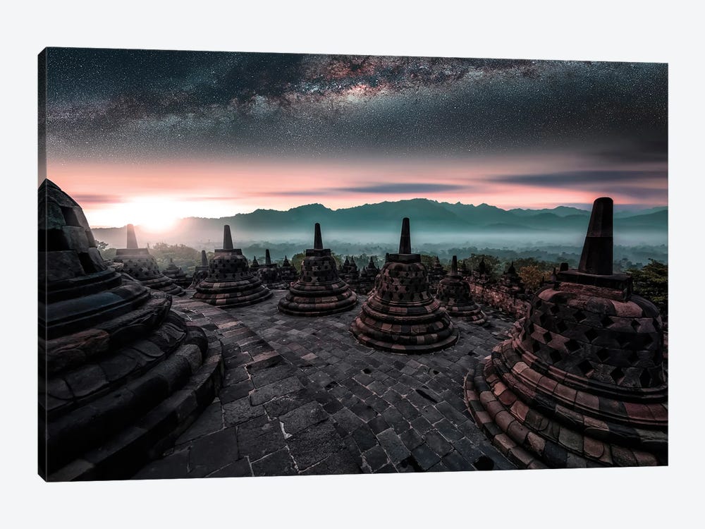 Borobudur Sunrise by Manjik Pictures 1-piece Canvas Print