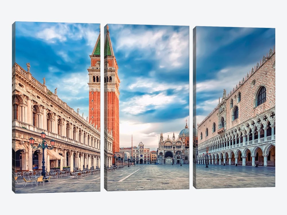 St. Mark's Square by Manjik Pictures 3-piece Canvas Art Print