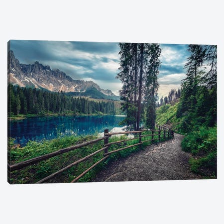 Evening In Carezza Canvas Print #EMN1107} by Manjik Pictures Canvas Wall Art