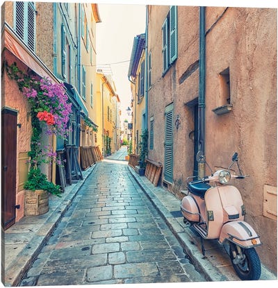 Saint Tropez Street Canvas Art Print - Daydream Destinations