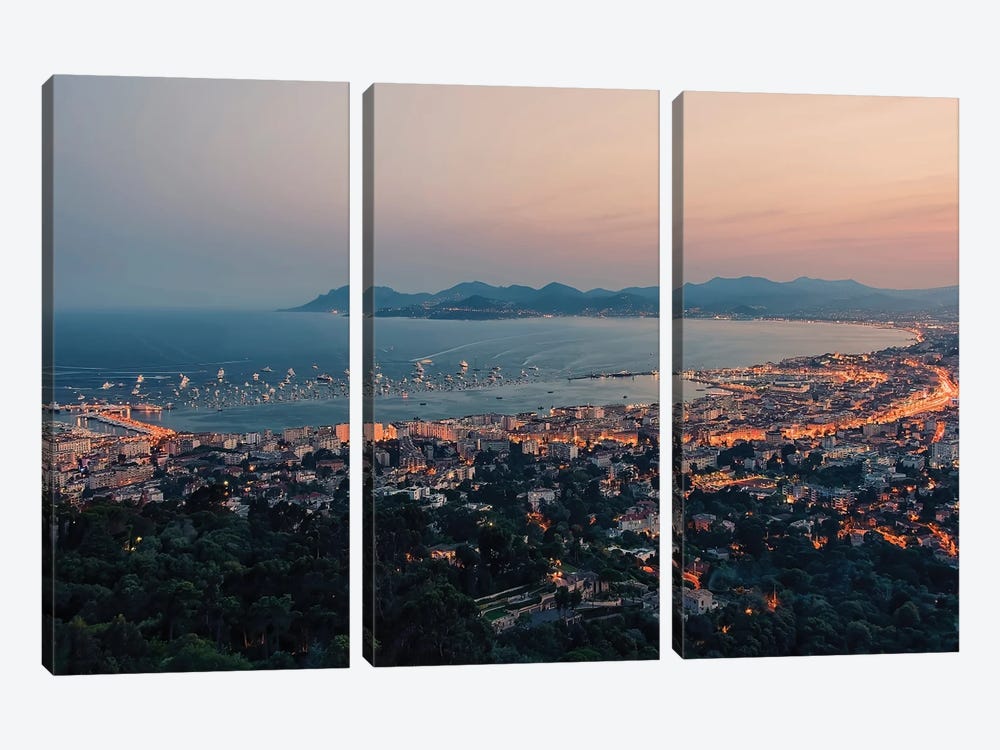 Sunset In Cannes by Manjik Pictures 3-piece Canvas Print