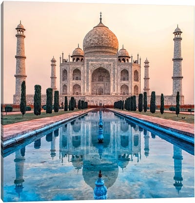 Taj Mahal Morning Canvas Art Print - Indian Décor