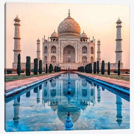 Taj Mahal Morning Canvas Print #EMN111} by Manjik Pictures Canvas Artwork