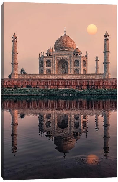 Taj Mahal Sunset Canvas Art Print - Manjik Pictures