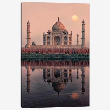 Taj Mahal Sunset Canvas Print #EMN112} by Manjik Pictures Canvas Artwork