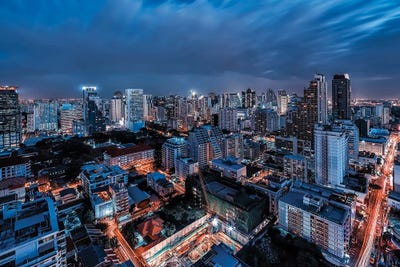 Sukhumvit District by Manjik Pictures metal wall art