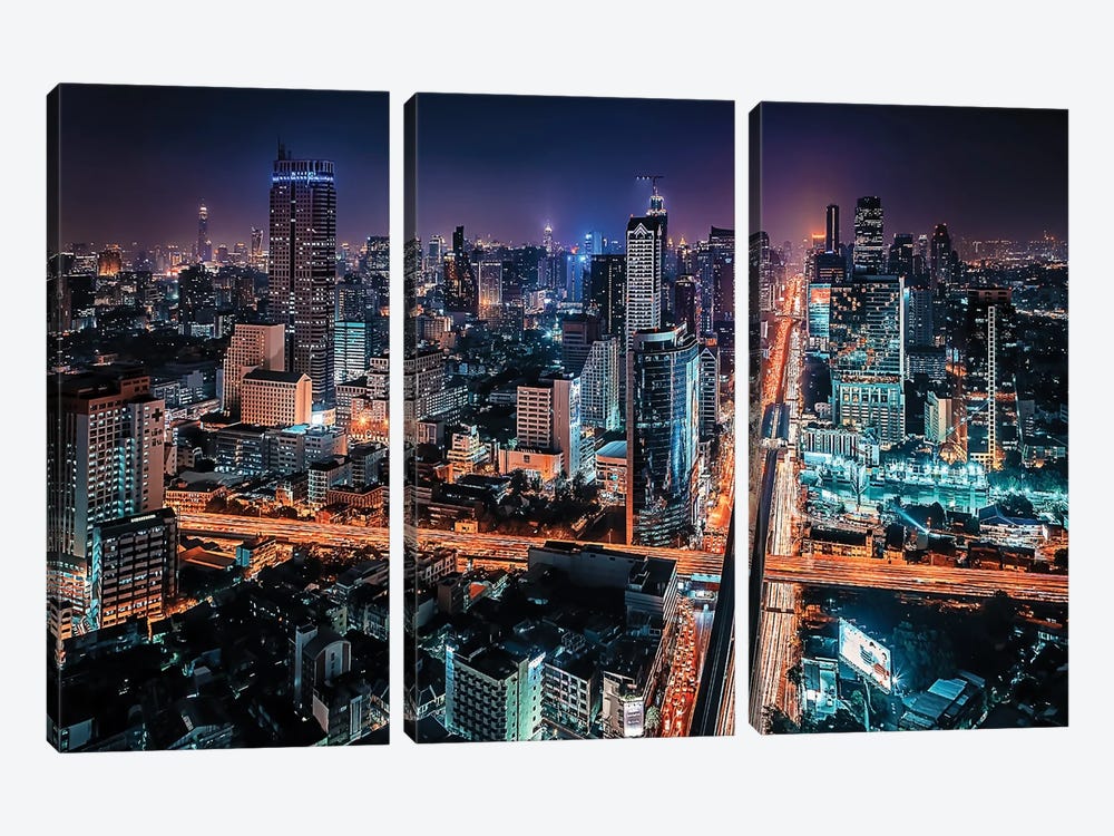 Sathorn District by Manjik Pictures 3-piece Canvas Wall Art