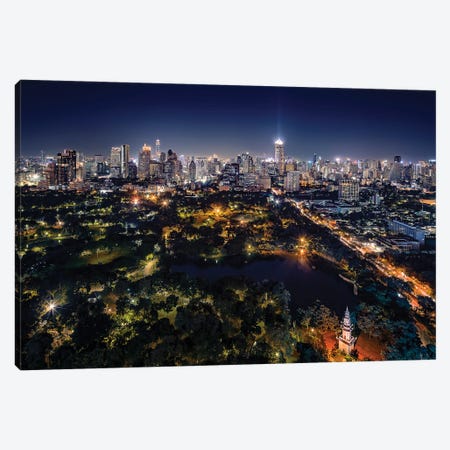 Bangkok Skyline Canvas Print #EMN1146} by Manjik Pictures Canvas Art