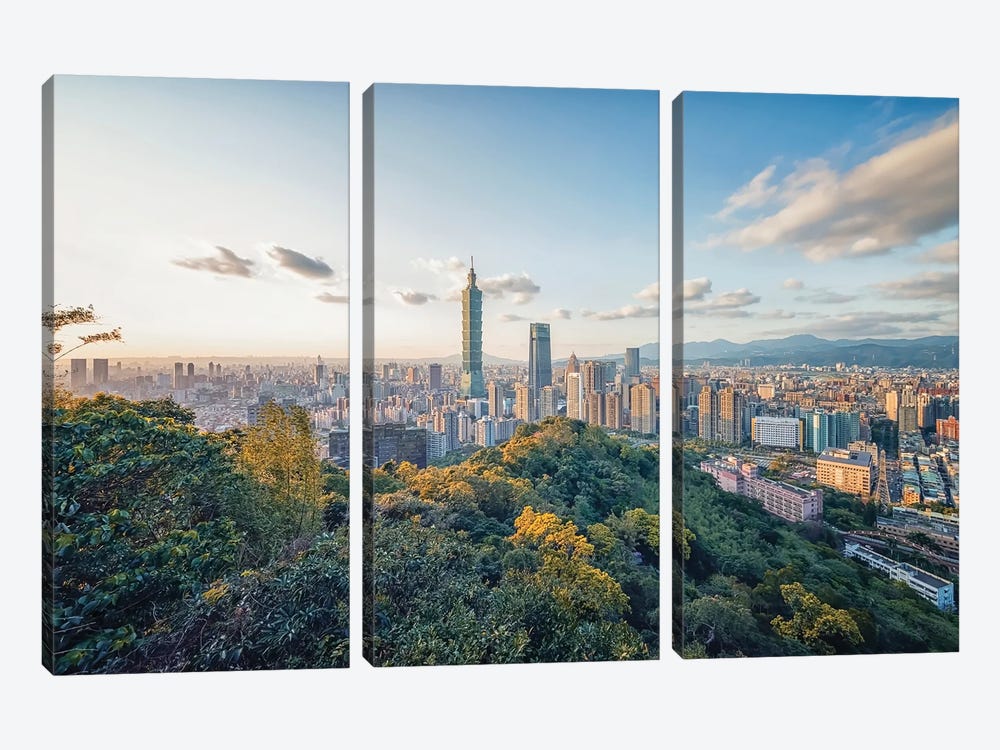 Taipei Panorama by Manjik Pictures 3-piece Canvas Artwork