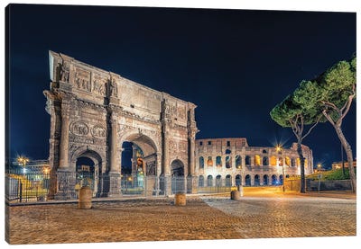 Rome By Night Canvas Art Print - Ancient Ruins Art