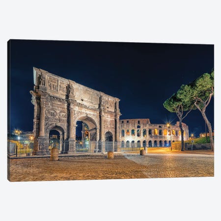 Rome By Night Canvas Print #EMN1156} by Manjik Pictures Canvas Art Print