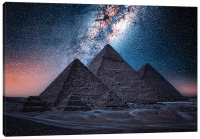 Egyptian Night Canvas Art Print - The Great Pyramids of Giza