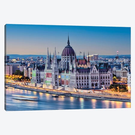 Budapest At Dusk Canvas Print #EMN1189} by Manjik Pictures Canvas Print
