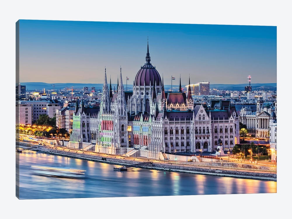 Budapest At Dusk by Manjik Pictures 1-piece Canvas Artwork