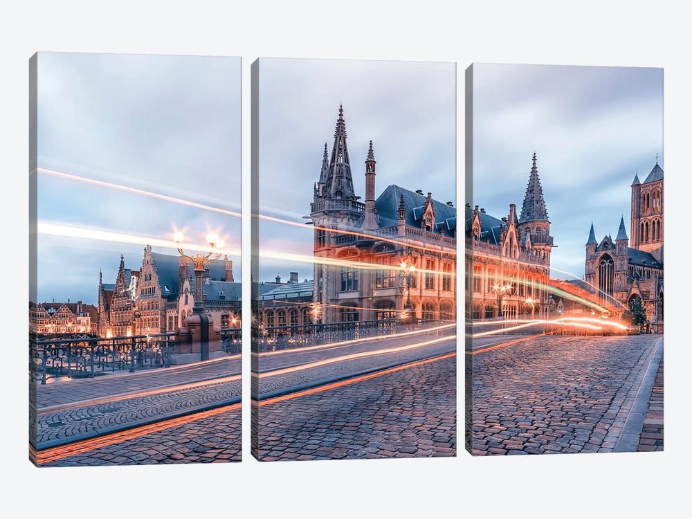 The City Of Ghent by Manjik Pictures 3-piece Canvas Wall Art